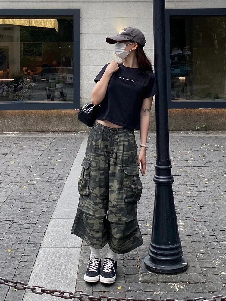 American Camouflage Workwear Wide Leg Seven Inch Jeans Women Summer New Loose Drape Versatile Casual mid Length Pants
American Camouflage Workwear Wide Leg Seven Inch Jeans Women Summer New Loose Drape Versatile Casual mid Length Pants