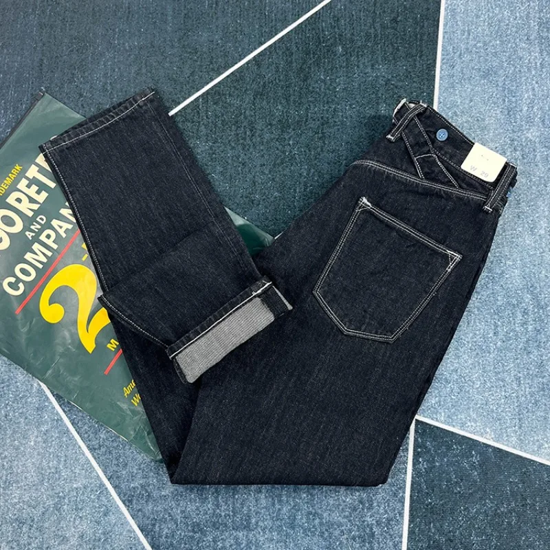 100% Cotton Back Paris buckle Spring Black Straight Jeans for Men American Retro Style Casual Japanese Slim Tapered Long Pants
100% Cotton Back Paris buckle Spring Black Straight Jeans for Men American Retro Style Casual Japanese Slim Tapered Long Pants