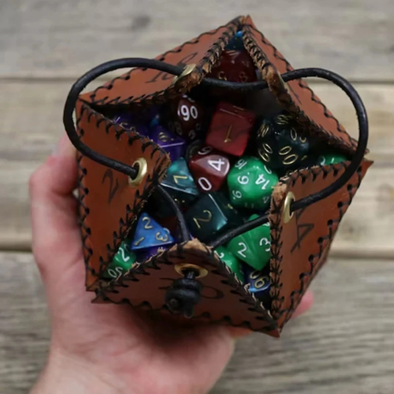 New Leather D20 Dice Bag Polygonal Tarot Dice Leather Storage Boxes Reinforced Drawstring for Daily Working Wearing Gift
New Leather D20 Dice Bag Polygonal Tarot Dice Leather Storage Boxes Reinforced Drawstring for Daily Working Wearing Gift