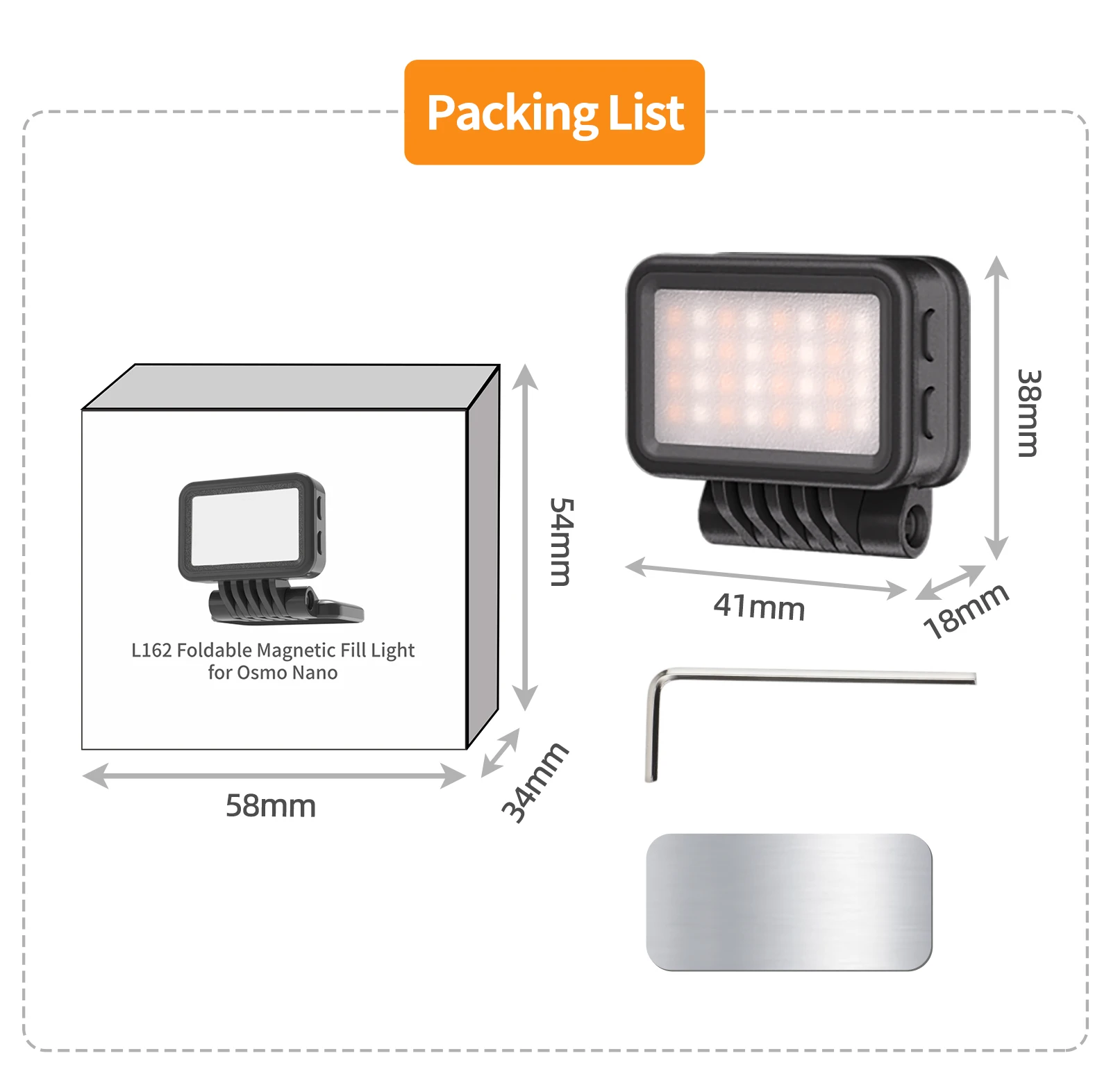Foldable Magnetic Fill Light for DJI Osmo Nano, 3-Color Dimmable Soft Light, Portable Vlog Video Photography Accessory
Foldable Magnetic Fill Light for DJI Osmo Nano, 3-Color Dimmable Soft Light, Portable Vlog Video Photography Accessory