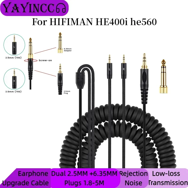 YAYINCC Replacement Spring wire Audio Cable (Dual 2.5mm Plugs Version) +6.35MM Plug For HIFIMAN HE400i he560 Headphones ,
YAYINCC Replacement Spring wire Audio Cable (Dual 2.5mm Plugs Version) +6.35MM Plug For HIFIMAN HE400i he560 Headphones ,