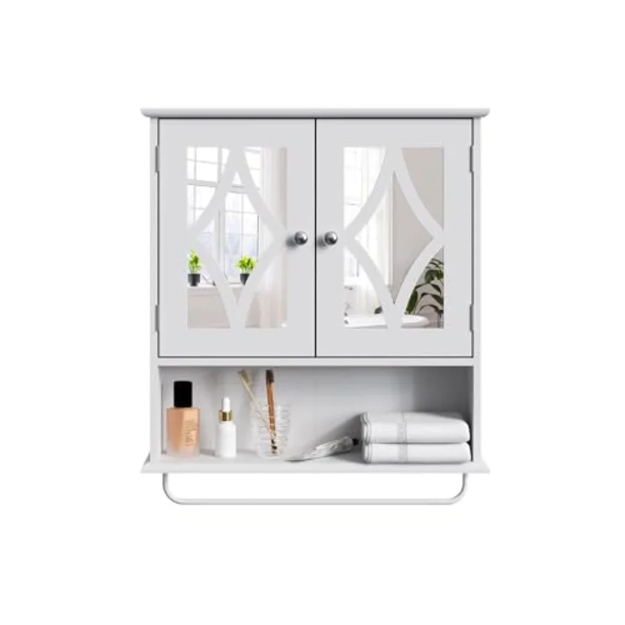 Bathroom Medicine Cabinet with Mirror, Vanity Wall Mounted Storage Cabinet with Adjustable Shelves and Towel Bar, Hanging Wall
Bathroom Medicine Cabinet with Mirror, Vanity Wall Mounted Storage Cabinet with Adjustable Shelves and Towel Bar, Hanging Wall