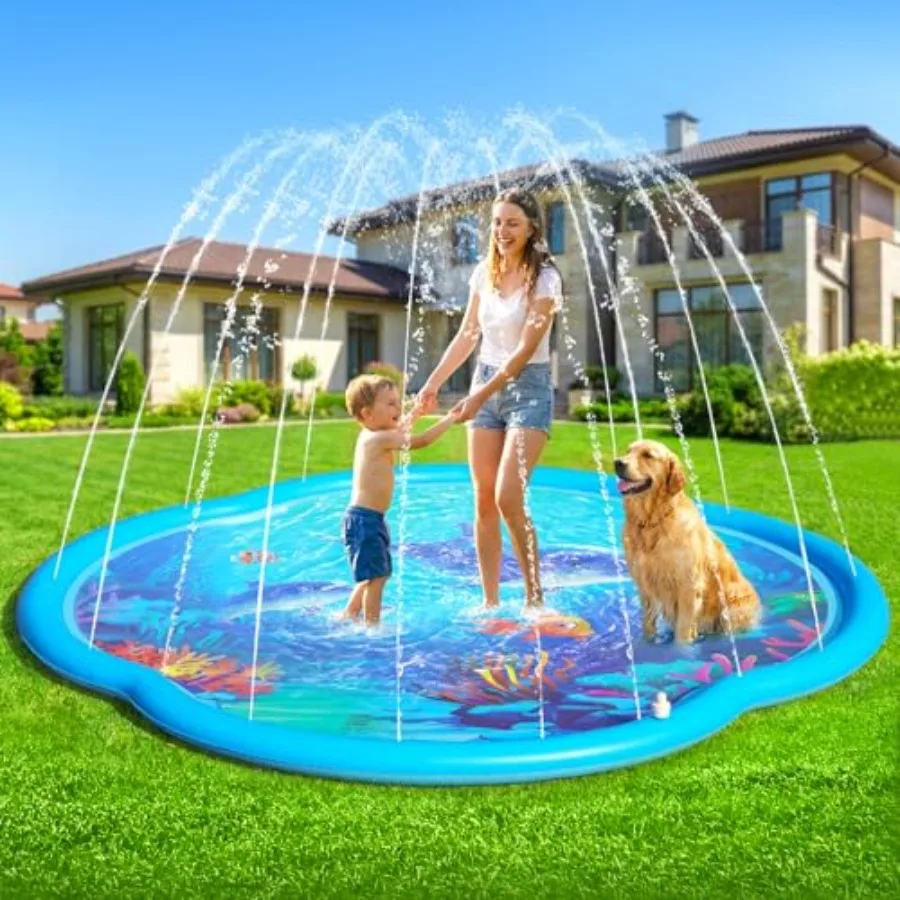 Splash Pad Sprinkler for and Dog, 75" Round Sea World Splash Pad for Toddler 1-3, Thicken Outdoor Water Toy Play Mat for,Backya
Splash Pad Sprinkler for and Dog, 75" Round Sea World Splash Pad for Toddler 1-3, Thicken Outdoor Water Toy Play Mat for,Backya