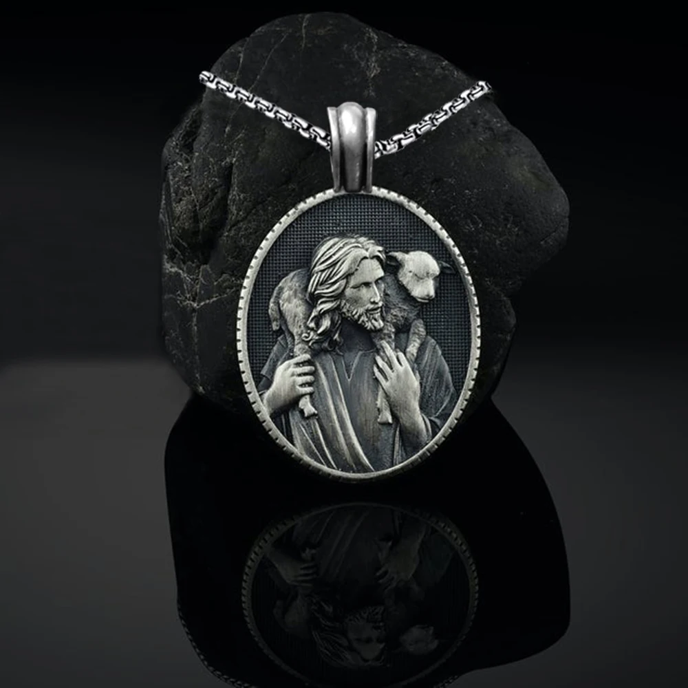 Men'sChristian Religious Pendant Necklace - Jesus Good Shepherd & Dog Catholic Medal 60cm Stainless Steel Chain,New Arrival
Men'sChristian Religious Pendant Necklace - Jesus Good Shepherd & Dog Catholic Medal 60cm Stainless Steel Chain,New Arrival