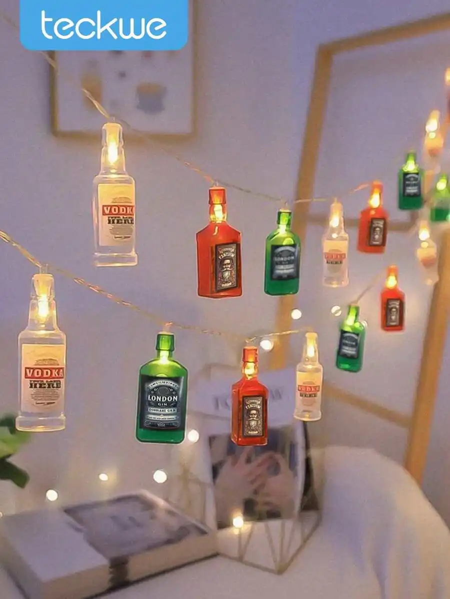 Teckwe Battery Operated Wine Bottle String Lights, Decorative Hanging Lights 10 LED Wine Bottle Indoor String Lights, Warm White Fairy Lights For Tropical Themed Wedding Bistro Bar Party Home Decor Halloween
Teckwe Battery Operated Wine Bottle String Lights, Decorative Hanging Lights 10 LED Wine Bottle Indoor String Lights, Warm White Fairy Lights For Tropical Themed Wedding Bistro Bar Party Home Decor Halloween