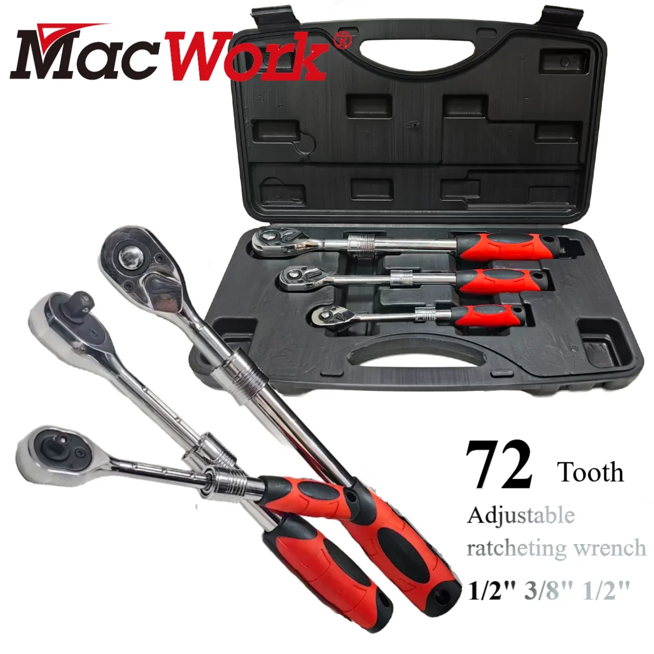 3 Pieces 1/4" 1/2 "3/8 " 72-Tooth Carbon Steel Retractable Ratchet Wrench Automatic Quick Release Spanner
3 Pieces 1/4" 1/2 "3/8 " 72-Tooth Carbon Steel Retractable Ratchet Wrench Automatic Quick Release Spanner