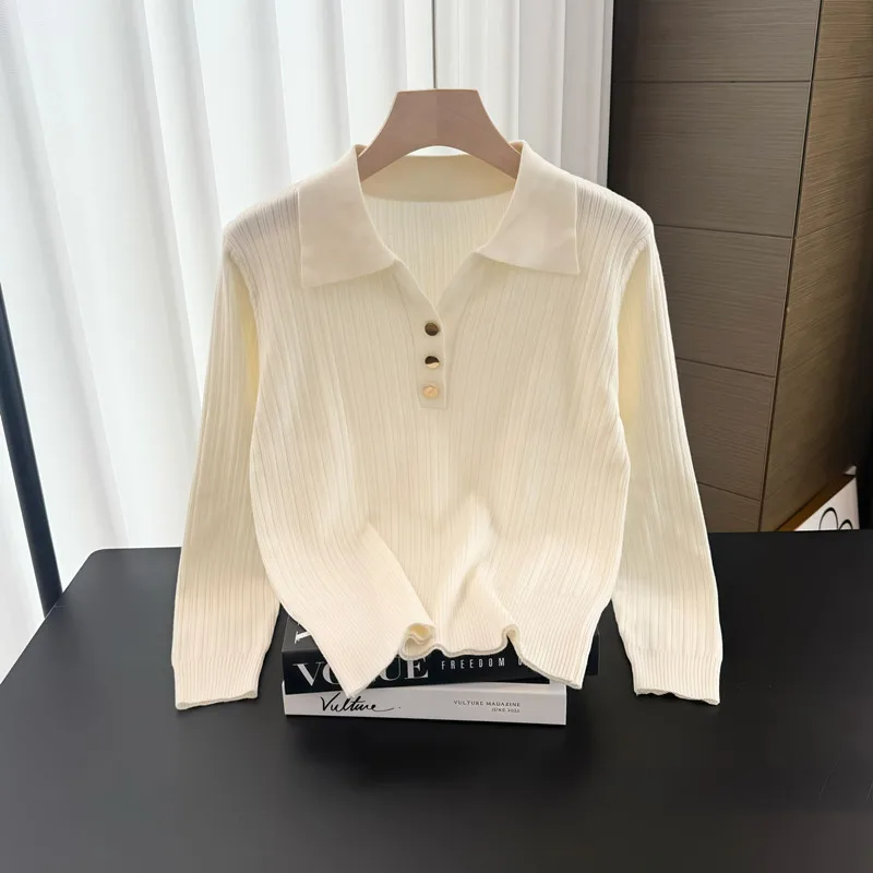 Knitted Sweater Women Pullovers New Long Sleeve Turn Down Collar Knit Sweater Pullover Women Tops Sweaters Women Clothing Q1415
Knitted Sweater Women Pullovers New Long Sleeve Turn Down Collar Knit Sweater Pullover Women Tops Sweaters Women Clothing Q1415