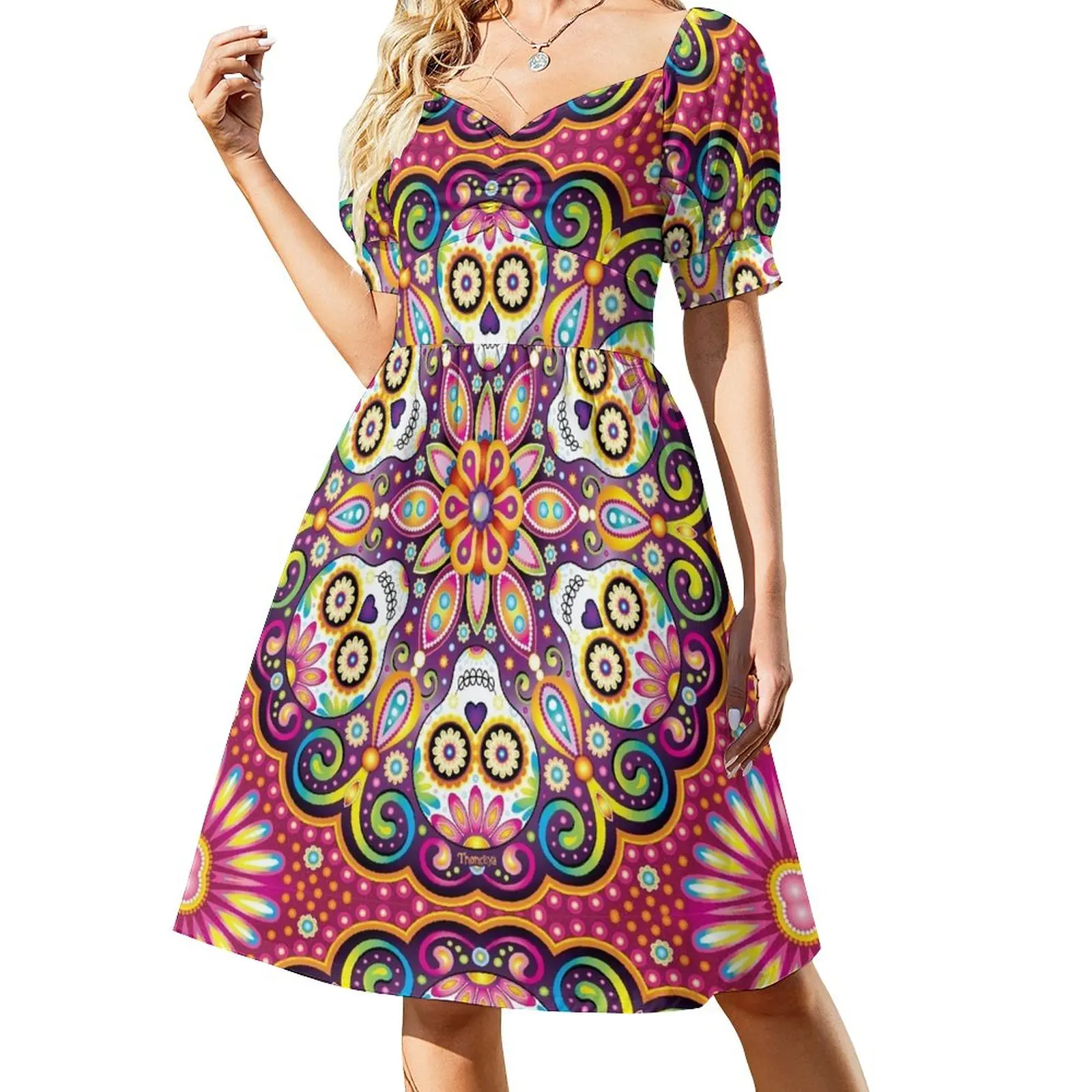 Sugar Skull Mandala - Day of the Dead Mandala Art by Thaneeya McArdle Dress long sleeve dress Dresses Women's dress
Sugar Skull Mandala - Day of the Dead Mandala Art by Thaneeya McArdle Dress long sleeve dress Dresses Women's dress