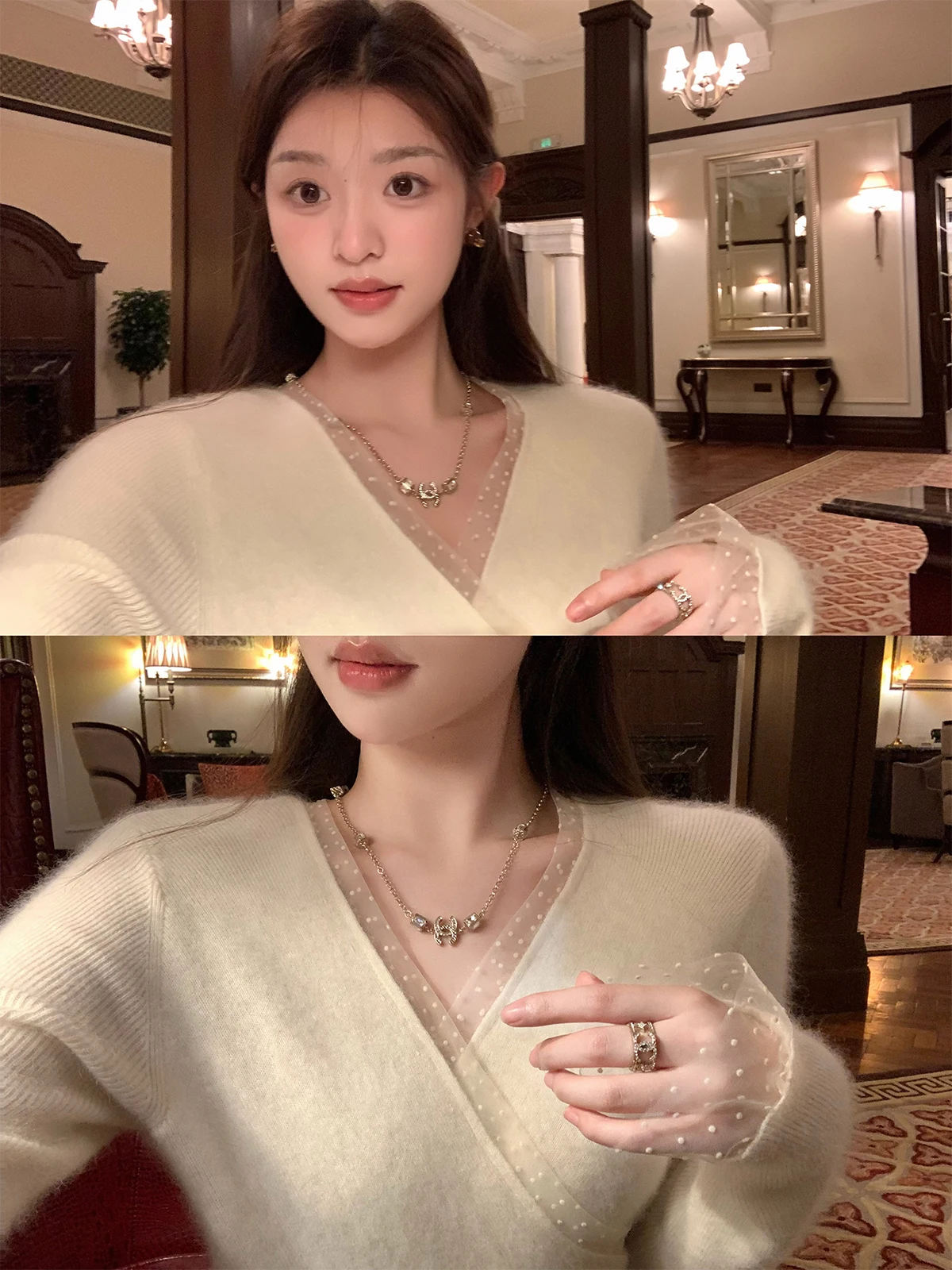 Cchen Chen Polka Dot Woolen Sweater Soft Sle Bear Fur Yarn Gentle Breeze Splicing Spring Autumn Women's Faion Knitted Top
Cchen Chen Polka Dot Woolen Sweater Soft Sle Bear Fur Yarn Gentle Breeze Splicing Spring Autumn Women's Faion Knitted Top