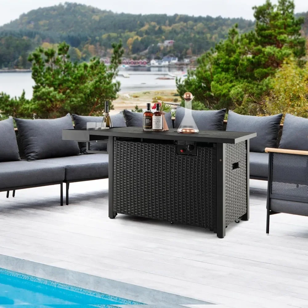 52 Inch Propane Fire Pit Table with Wind Guard & Extended Shelf 50,000 BTU Heat Output with Waterproof Cover,Wicker Gas Fire Pit
52 Inch Propane Fire Pit Table with Wind Guard & Extended Shelf 50,000 BTU Heat Output with Waterproof Cover,Wicker Gas Fire Pit