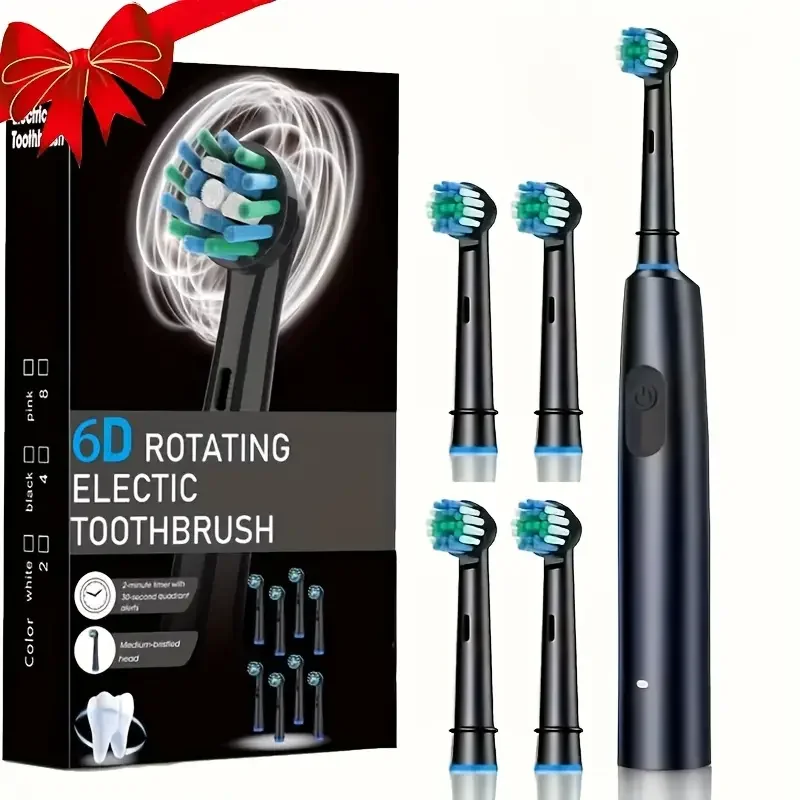 The latest rotating electric toothbrush set, including 4 interchangeable heads, USB charging, suitable for both home and travel,
The latest rotating electric toothbrush set, including 4 interchangeable heads, USB charging, suitable for both home and travel,