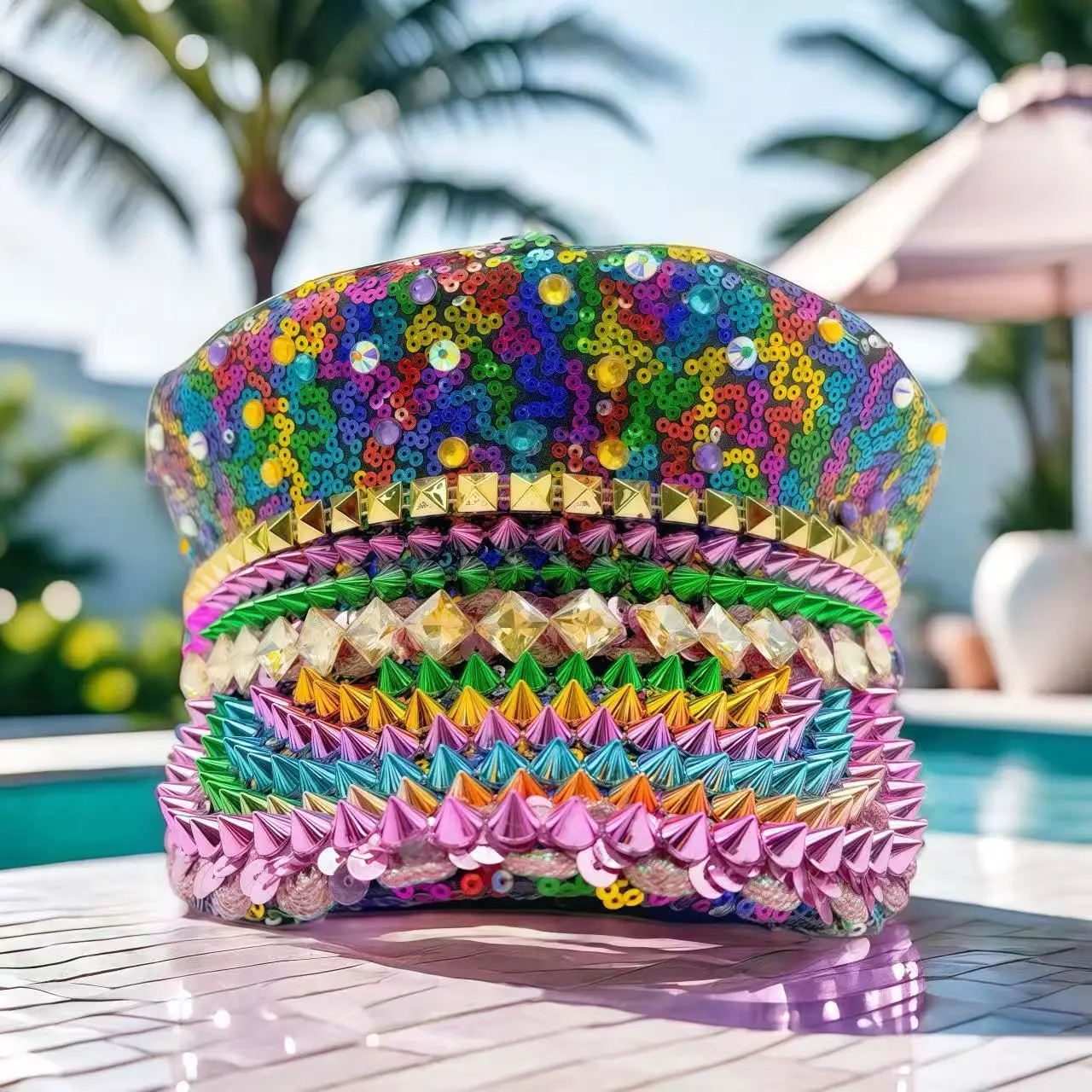 Розовая роскошная диско-стимпанк HongLuan, шляпа капитана со стразами для женского фестиваля Burning Man, военные аксессуары и кепка в стиле милитари
Розовая роскошная диско-стимпанк HongLuan, шляпа капитана со стразами для женского фестиваля Burning Man, военные аксессуары и кепка в стиле милитари