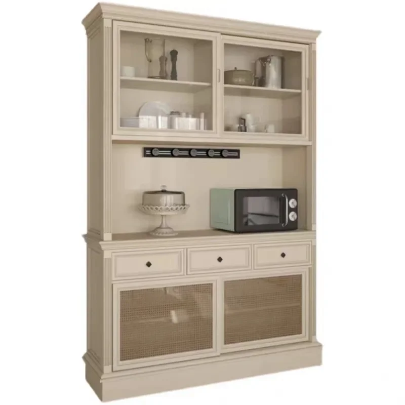 American solid wood dining side cabinet cream white multi-functional locker wine cabinet French retro living room 
American solid wood dining side cabinet cream white multi-functional locker wine cabinet French retro living room