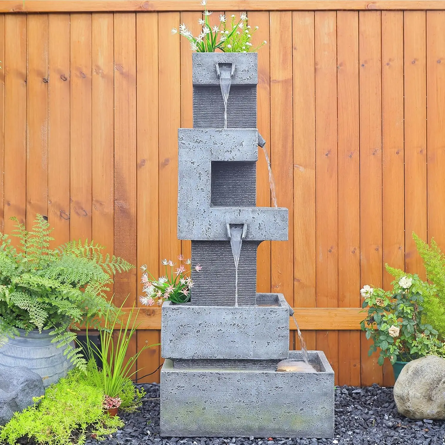 Garden Fountains Outdoor Water Fountain - 47.2 Inches 4 Tired Modern Indoor Floor Standing Outdoor Fountain with Lights Pump
Garden Fountains Outdoor Water Fountain - 47.2 Inches 4 Tired Modern Indoor Floor Standing Outdoor Fountain with Lights Pump
