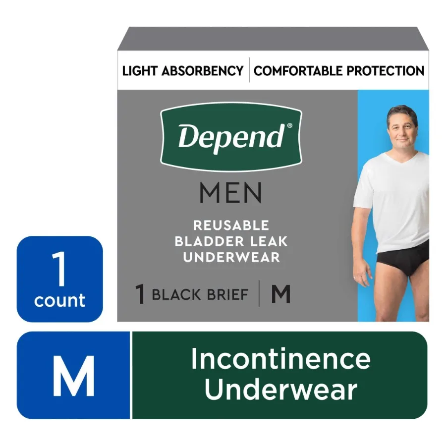 Washable Adult Incontinence Underwear for Men, Reusable, Light Absorbency, Medium, Black, 1 Count
Washable Adult Incontinence Underwear for Men, Reusable, Light Absorbency, Medium, Black, 1 Count