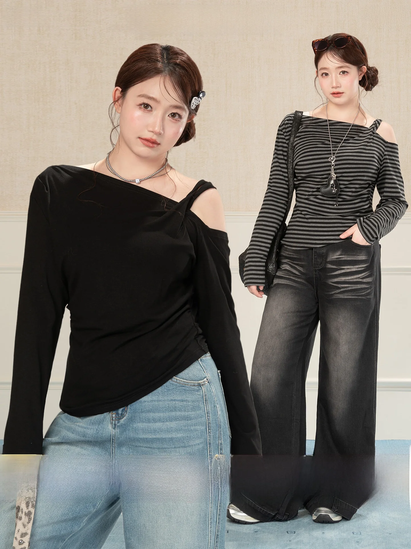 Heynew plus Size Women's Striped Off-oulder Long Sve T-irt Spring Loose Slimming Top Sweet Sle Casual Breathable
Heynew plus Size Women's Striped Off-oulder Long Sve T-irt Spring Loose Slimming Top Sweet Sle Casual Breathable