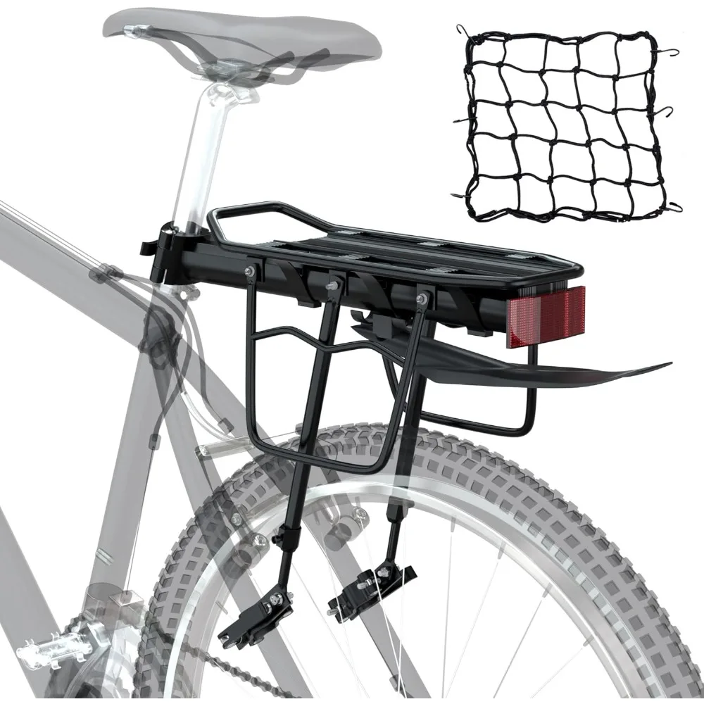 Bike Cargo Rack w/Fender & Bungee Cargo Net & Reflective Logo,Quick Release Mountain Road Bicycle Rear Racks,Universal Adjustabl
Bike Cargo Rack w/Fender & Bungee Cargo Net & Reflective Logo,Quick Release Mountain Road Bicycle Rear Racks,Universal Adjustabl