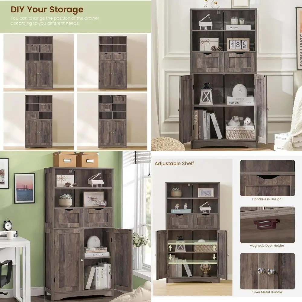 Gray Rustic Style Storage Cabinet with 2 Drawers and Adjustable Shelf for Home Use
Gray Rustic Style Storage Cabinet with 2 Drawers and Adjustable Shelf for Home Use