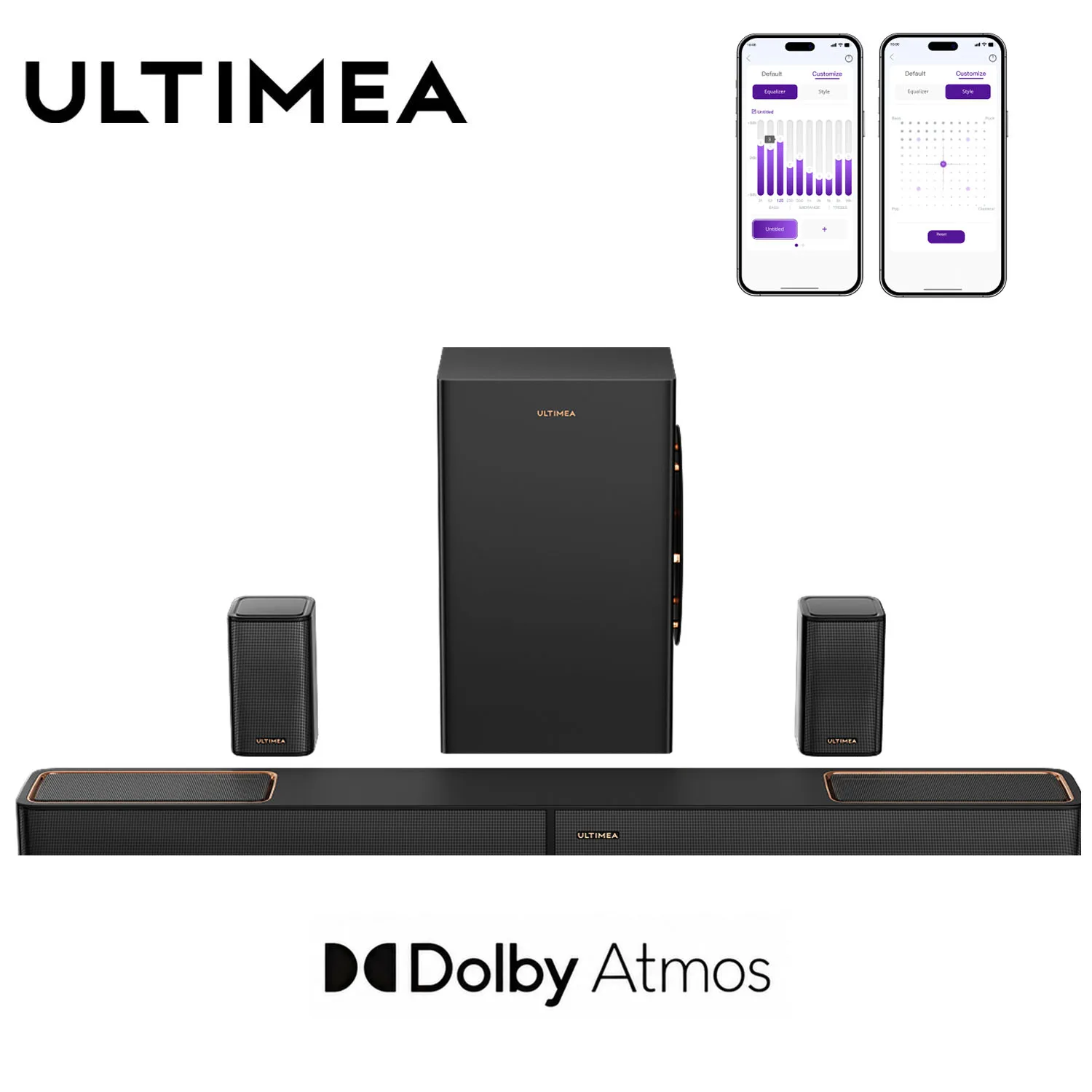 ULTIMEA 460W 5.1.2ch Sound Bar with Dolby Atmos, Surround Sound Home Theater System for TV with 2 Surround Speakers, APP Control
ULTIMEA 460W 5.1.2ch Sound Bar with Dolby Atmos, Surround Sound Home Theater System for TV with 2 Surround Speakers, APP Control