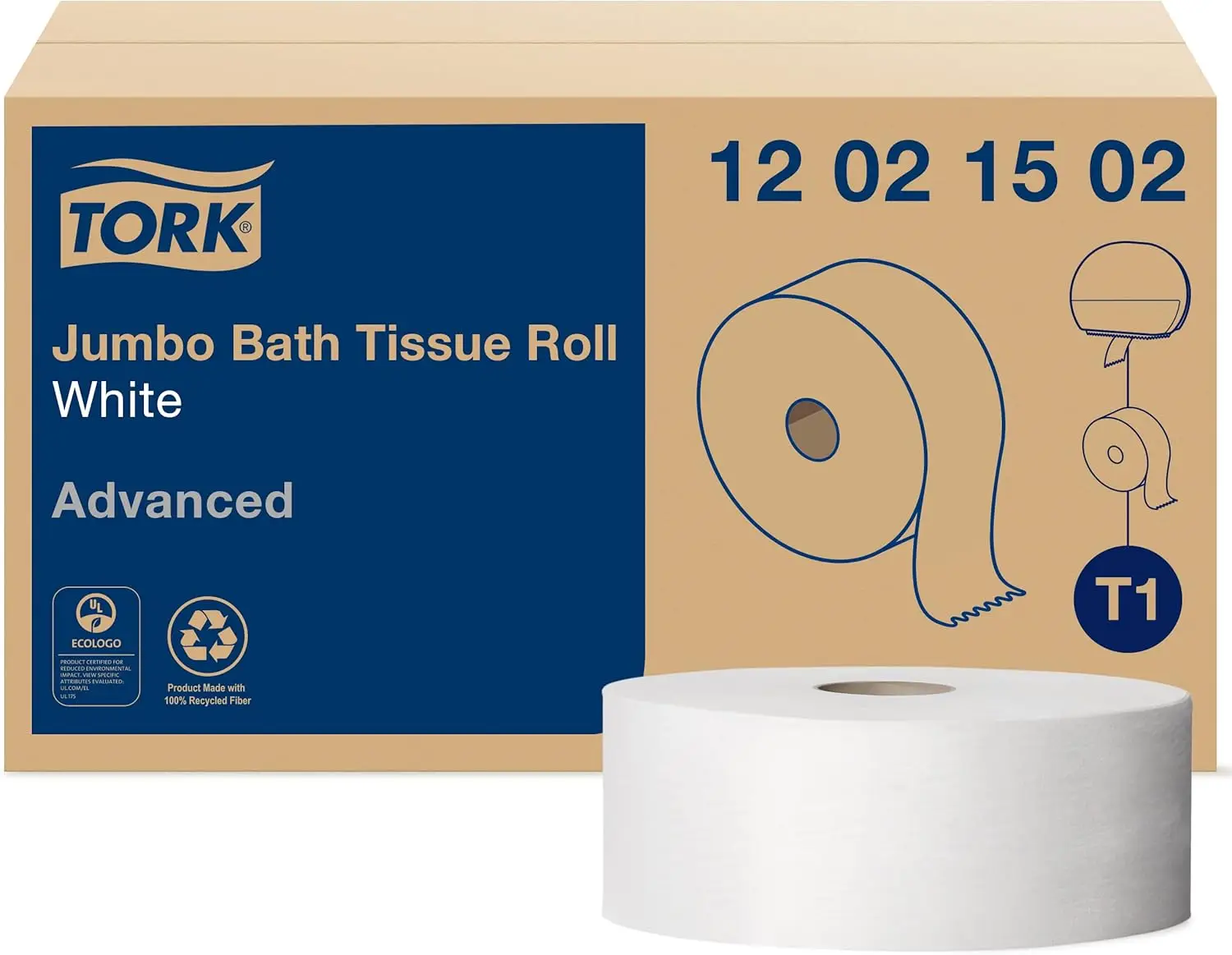 Jumbo Toilet Paper Roll White T1, Advanced 2-Ply, 6 x 1600 Feet, Pack of 1
Jumbo Toilet Paper Roll White T1, Advanced 2-Ply, 6 x 1600 Feet, Pack of 1