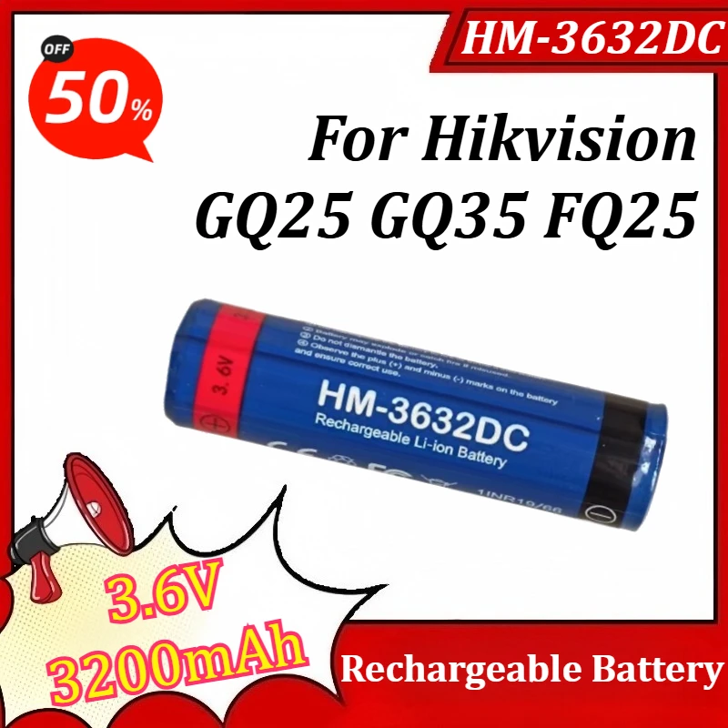 Rechargeable Lithium Battery HM-3632DC 3.6V 3200mAh for Hikvision GQ25 GQ35 FQ25 Thermal Imaging Search Devices
Rechargeable Lithium Battery HM-3632DC 3.6V 3200mAh for Hikvision GQ25 GQ35 FQ25 Thermal Imaging Search Devices