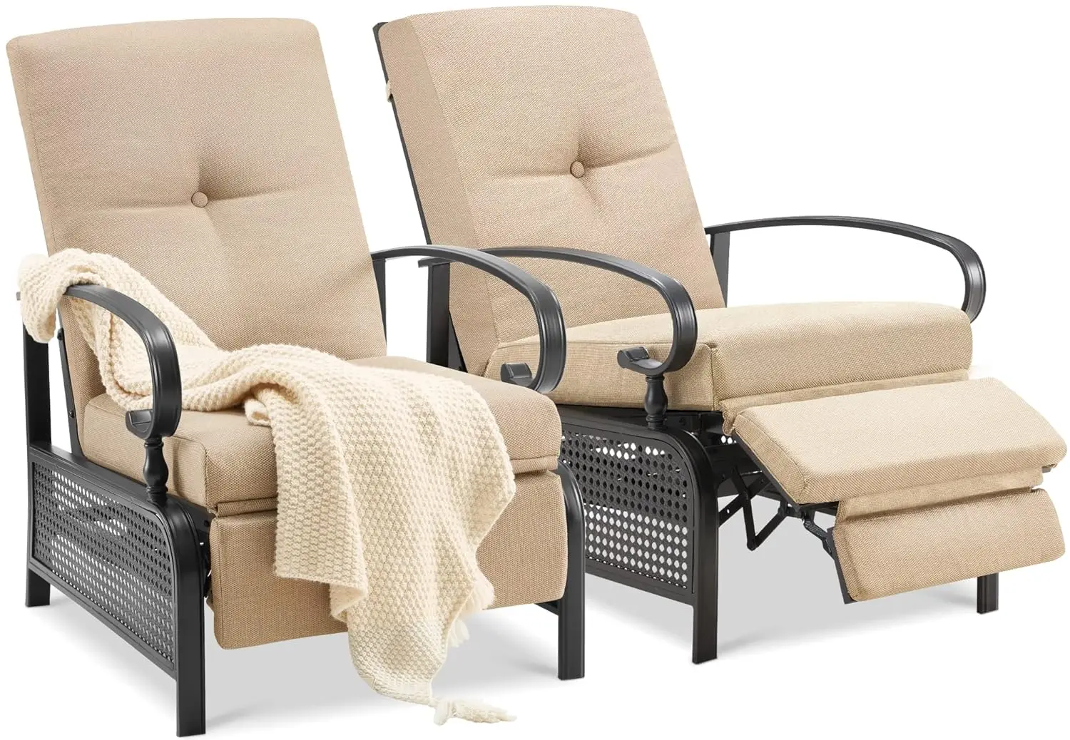 Outdoor Recliner Chairs Set of 2, Patio Metal Reclining Lounge Chairs with Adjustable Backrest, Comfortable Pool, Customized
Outdoor Recliner Chairs Set of 2, Patio Metal Reclining Lounge Chairs with Adjustable Backrest, Comfortable Pool, Customized