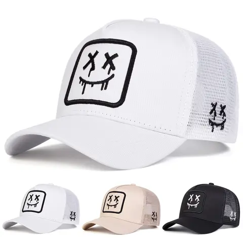 Unisex XX Smiling Face Embroidery Baseball Net Caps Spring and Summer Outdoor Adjustable Casual Hats Sunscreen Hat