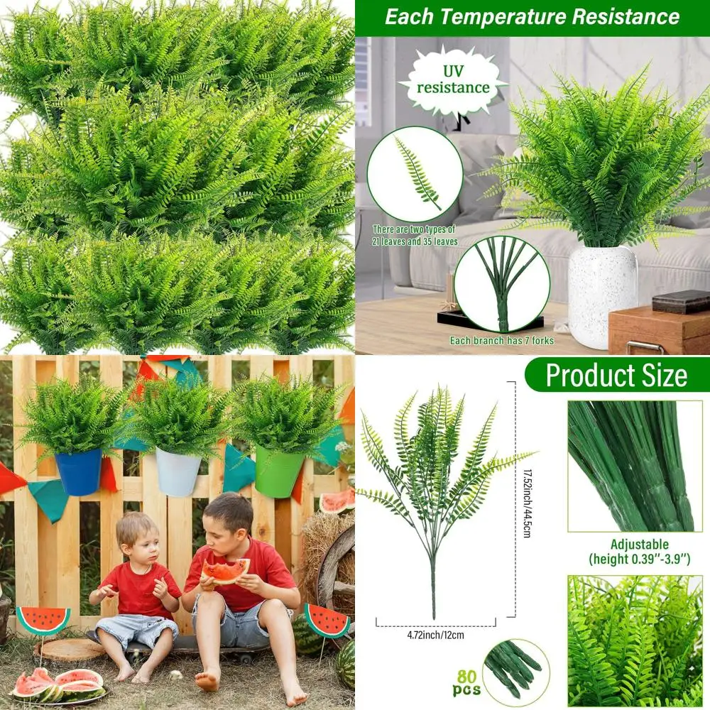 Устойчивые к ультрафиолетовому излучению Бостонские папоротники 17,52, упаковка из 80 искусственных растений для наружного и внутреннего декора зелени
Устойчивые к ультрафиолетовому излучению Бостонские папоротники 17,52, упаковка из 80 искусственных растений для наружного и внутреннего декора зелени