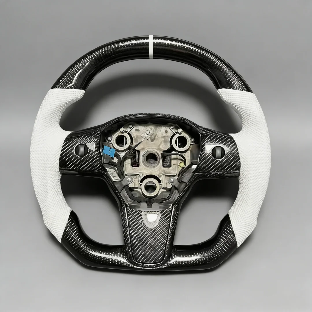 Upgraded Modification Suitable for Tesla Steering Wheel for Model 3 Model Y White Leather Carbon Fiber Steering Wheel
Upgraded Modification Suitable for Tesla Steering Wheel for Model 3 Model Y White Leather Carbon Fiber Steering Wheel