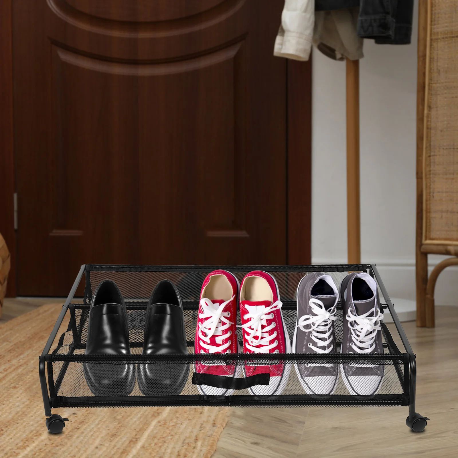 Rolling Under Bed Storage Containers Metal Mesh Shoe Rack Space Saving Organizer for Clothes Shoes Bedroom Clothes Storage Box
Rolling Under Bed Storage Containers Metal Mesh Shoe Rack Space Saving Organizer for Clothes Shoes Bedroom Clothes Storage Box