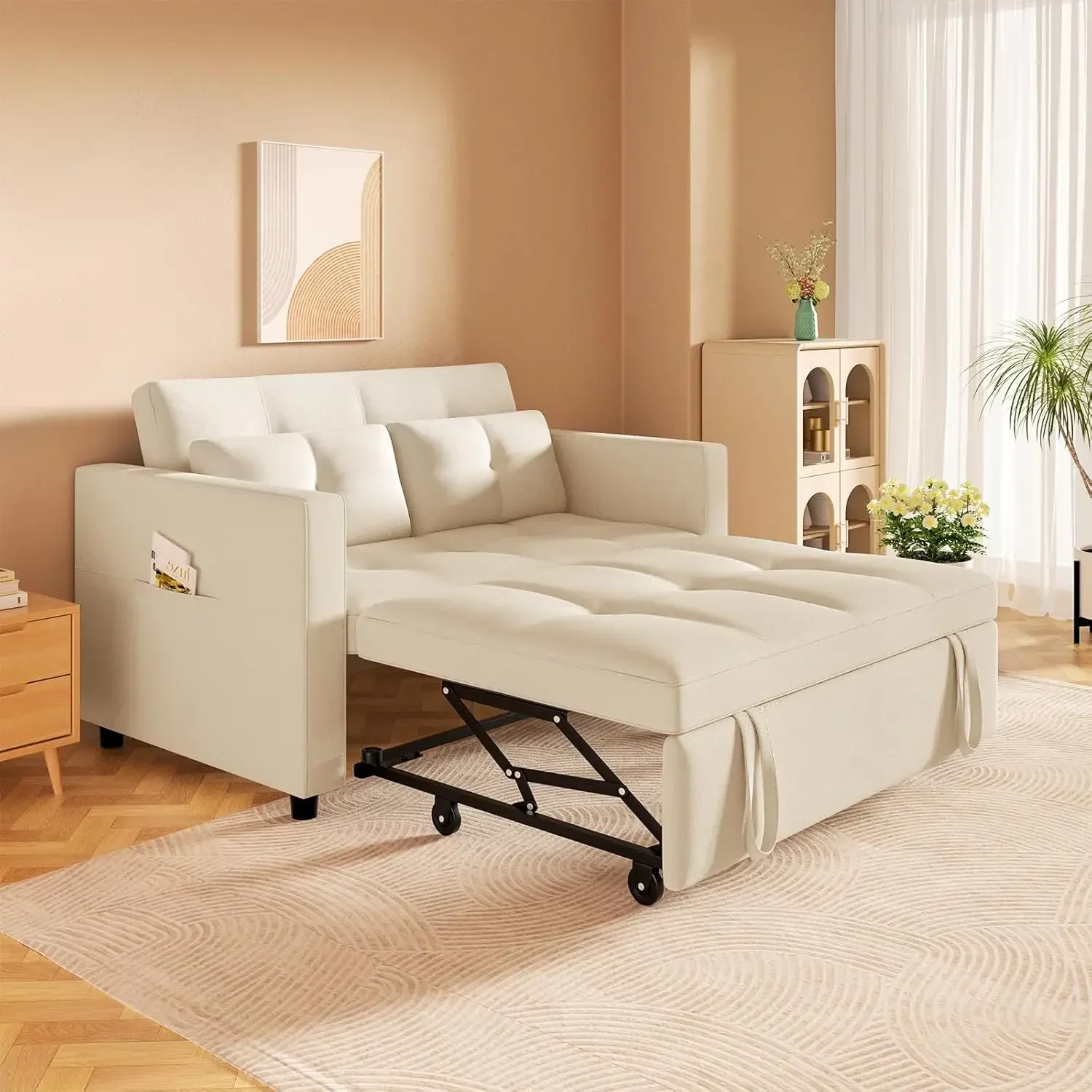 3 in 1 Loveseat Sleeper Sofa w/ Pullout Bed, Velvet Convertible Sofa Bed w/ Adjustable Backrest, Pull out Bed Couch w/2 Pillows
3 in 1 Loveseat Sleeper Sofa w/ Pullout Bed, Velvet Convertible Sofa Bed w/ Adjustable Backrest, Pull out Bed Couch w/2 Pillows