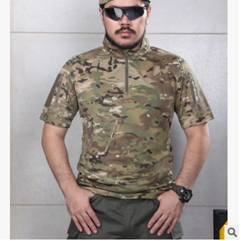 Tactical Men Camouflage Quick-dry Combat Military Short Sleeve Shirt Outdoor Sports Hunting Male Breathable Stand Collar T Top
Tactical Men Camouflage Quick-dry Combat Military Short Sleeve Shirt Outdoor Sports Hunting Male Breathable Stand Collar T Top