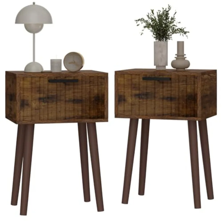 Fluted Nightstand Set of 2 Small End Table Modern Coffee Table with Drawer Solid Wood Legs Retaining Chain 13.8" x 10.6" x 20.9
Fluted Nightstand Set of 2 Small End Table Modern Coffee Table with Drawer Solid Wood Legs Retaining Chain 13.8" x 10.6" x 20.9