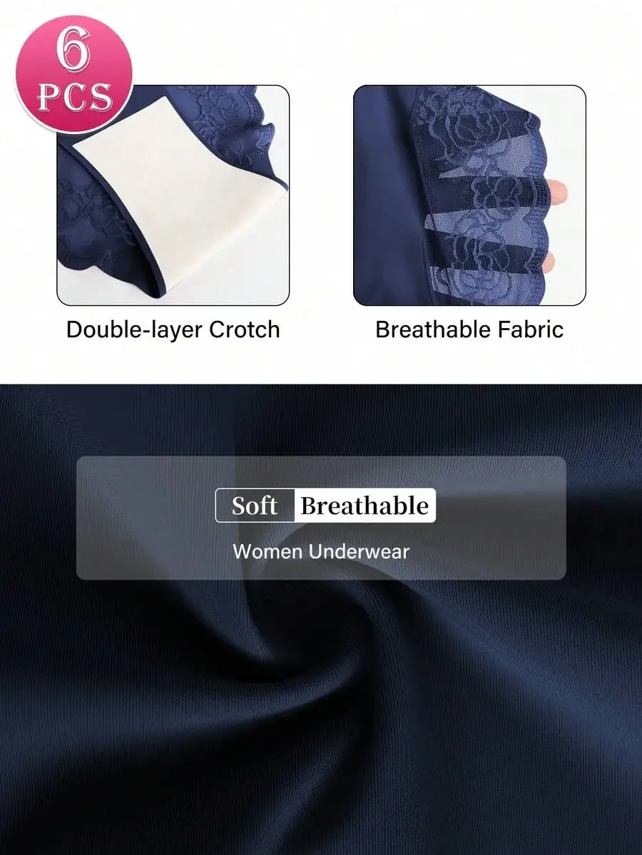 6 Pcs Women Low Waist Briefs With Lace Trim Soft Breathable Nylon Blend
6 Pcs Women Low Waist Briefs With Lace Trim Soft Breathable Nylon Blend
