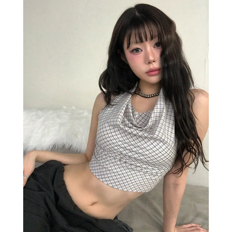 2025 Summer New Women's Fashion And Sexy Backless Plaid Print Swing Collar Hanging Neck Slimming Vest
2025 Summer New Women's Fashion And Sexy Backless Plaid Print Swing Collar Hanging Neck Slimming Vest