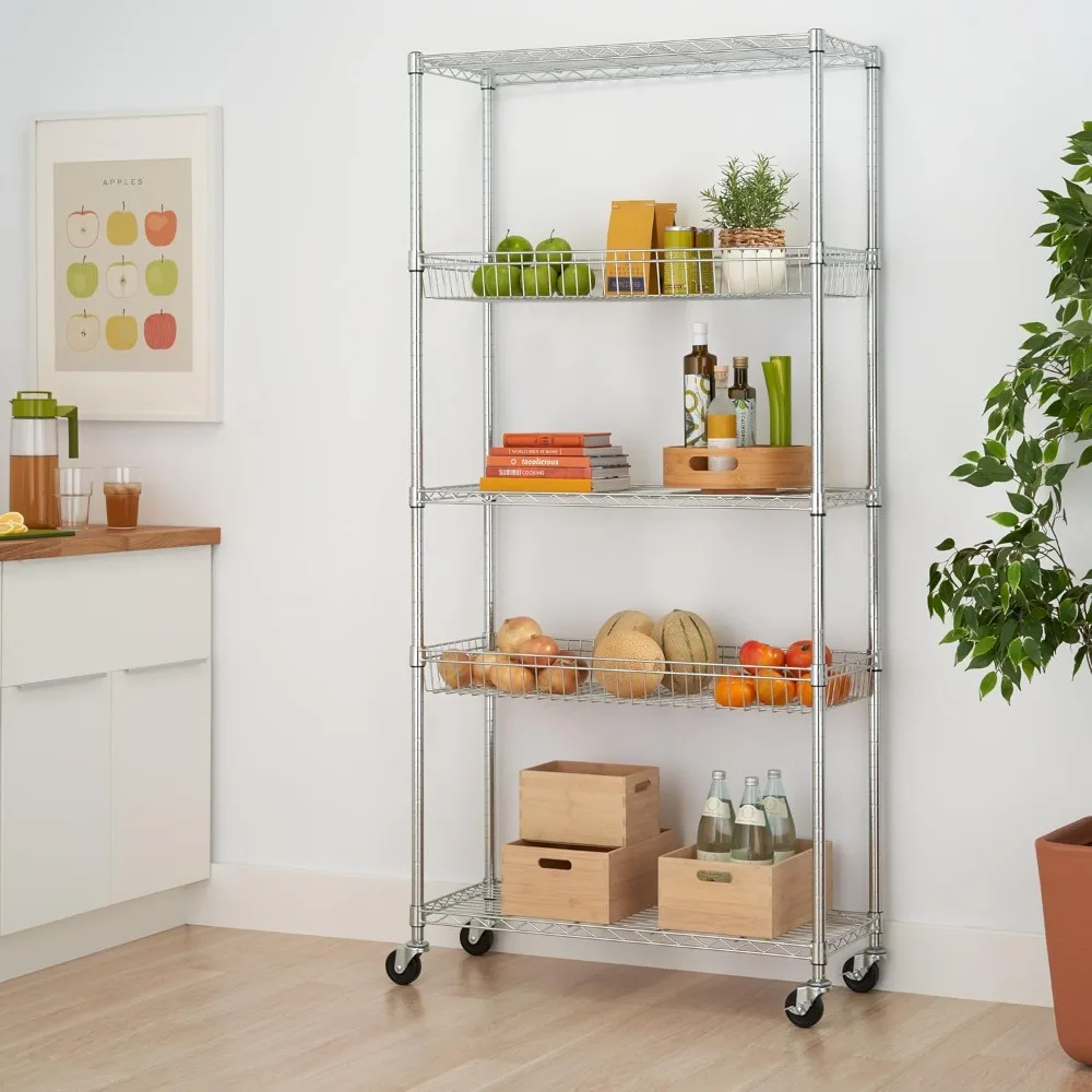 5-Tier Commercial Bread rack With Baskets And Wheels, NSF Certified,36" x 14" x 72,Commercial Bread rack
5-Tier Commercial Bread rack With Baskets And Wheels, NSF Certified,36" x 14" x 72,Commercial Bread rack