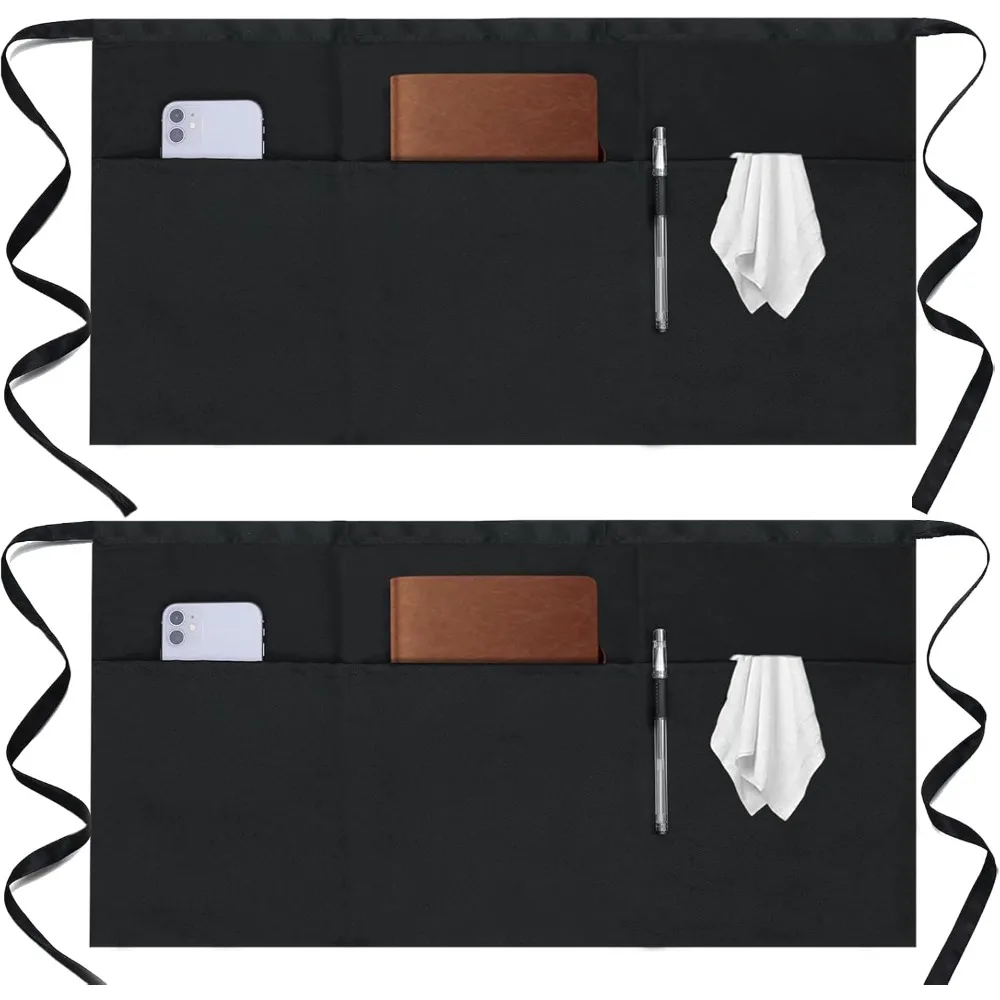 2 Pack Server Apron - Waist Half Aprons for Waitress with 3 Pockets, Black Short Serving
2 Pack Server Apron - Waist Half Aprons for Waitress with 3 Pockets, Black Short Serving