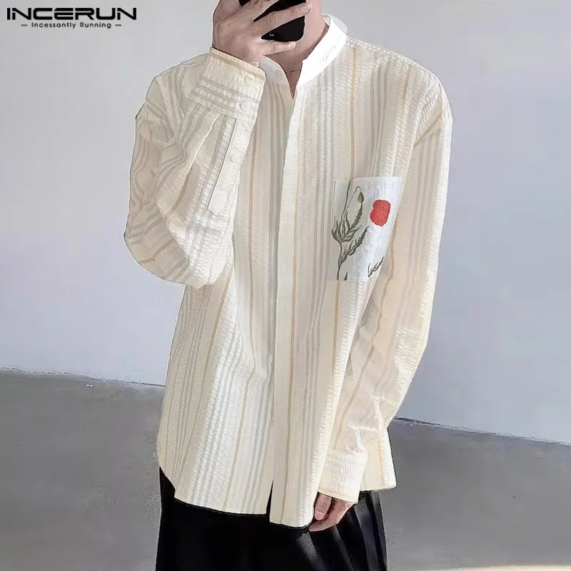 2025 Men Shirt Striped Patchwork Stand Collar Long Sleeve Korean Male Shirts Streetwear Tops INCERUN Fashion Casual Men Clothing
2025 Men Shirt Striped Patchwork Stand Collar Long Sleeve Korean Male Shirts Streetwear Tops INCERUN Fashion Casual Men Clothing