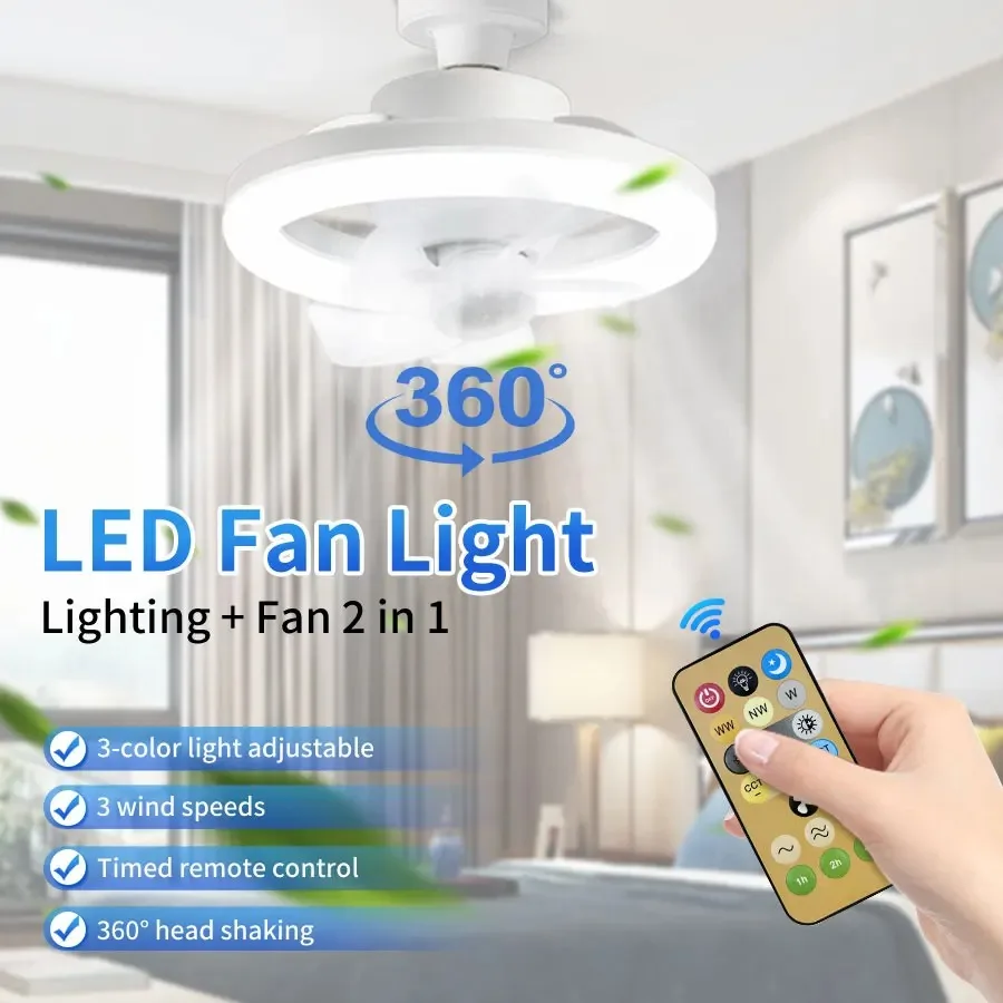 360° Rotatable Ceiling Fan Light 3 Colors/RGB 3-Speed E27 Socket Fan with Remote Control Timer For Bedroom Living Room Lighting
360° Rotatable Ceiling Fan Light 3 Colors/RGB 3-Speed E27 Socket Fan with Remote Control Timer For Bedroom Living Room Lighting