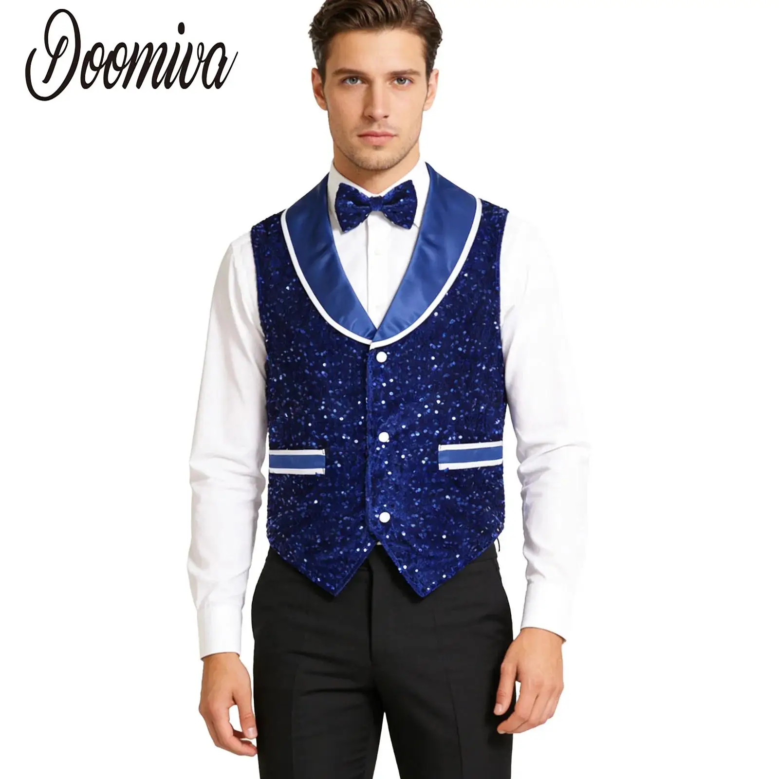 Men Disco Jazz Latin Dancewear Waistcoat Performance Vest Lapel Sequined Tank Top and Bow Tie for Club Cocktails Wedding Party
Men Disco Jazz Latin Dancewear Waistcoat Performance Vest Lapel Sequined Tank Top and Bow Tie for Club Cocktails Wedding Party