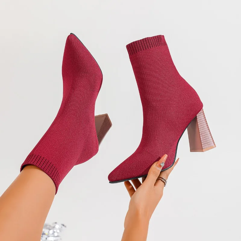 Western Style Elastic Pointed Toe Skinny Boots Women's Booties Flying Weaving Spring and Autumn Socks Boots
Western Style Elastic Pointed Toe Skinny Boots Women's Booties Flying Weaving Spring and Autumn Socks Boots