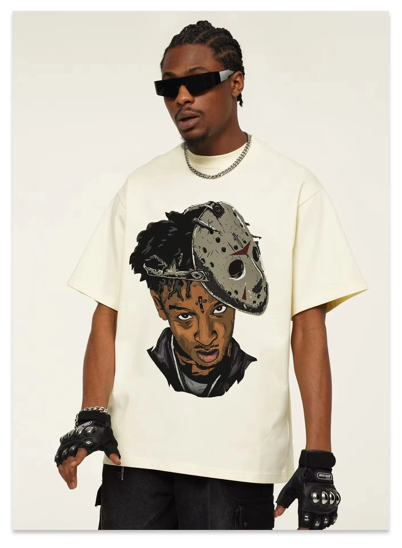 Motorcycle European and American hip-hop high street top men's T-shirt women's short-sleeved casual pure cotton 
Motorcycle European and American hip-hop high street top men's T-shirt women's short-sleeved casual pure cotton