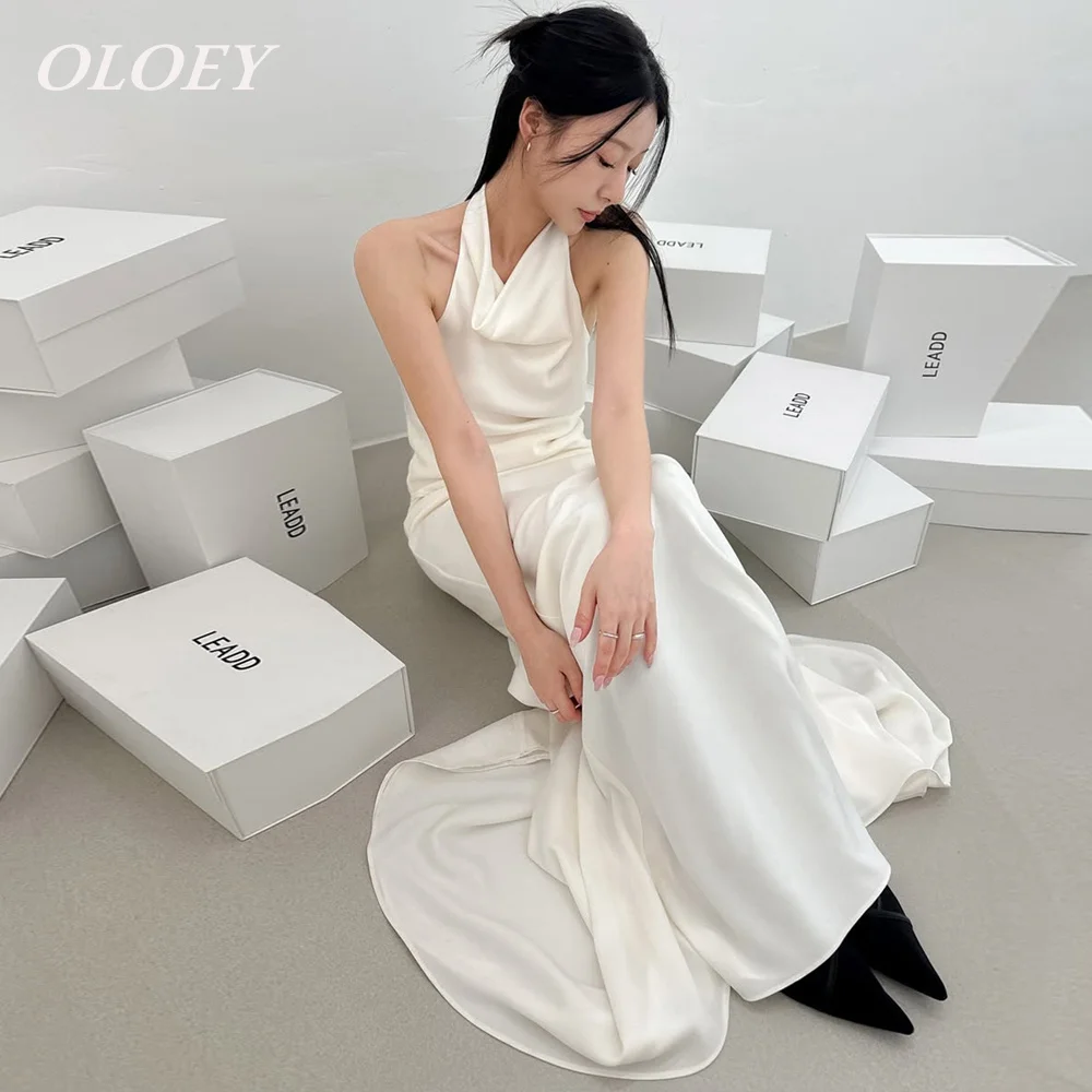 OLOEY Simple Halter Mermaid Wedding Dresses Korea Photoshoot Pleated Silk Satin Floor Length Bridal Gown Customized
OLOEY Simple Halter Mermaid Wedding Dresses Korea Photoshoot Pleated Silk Satin Floor Length Bridal Gown Customized