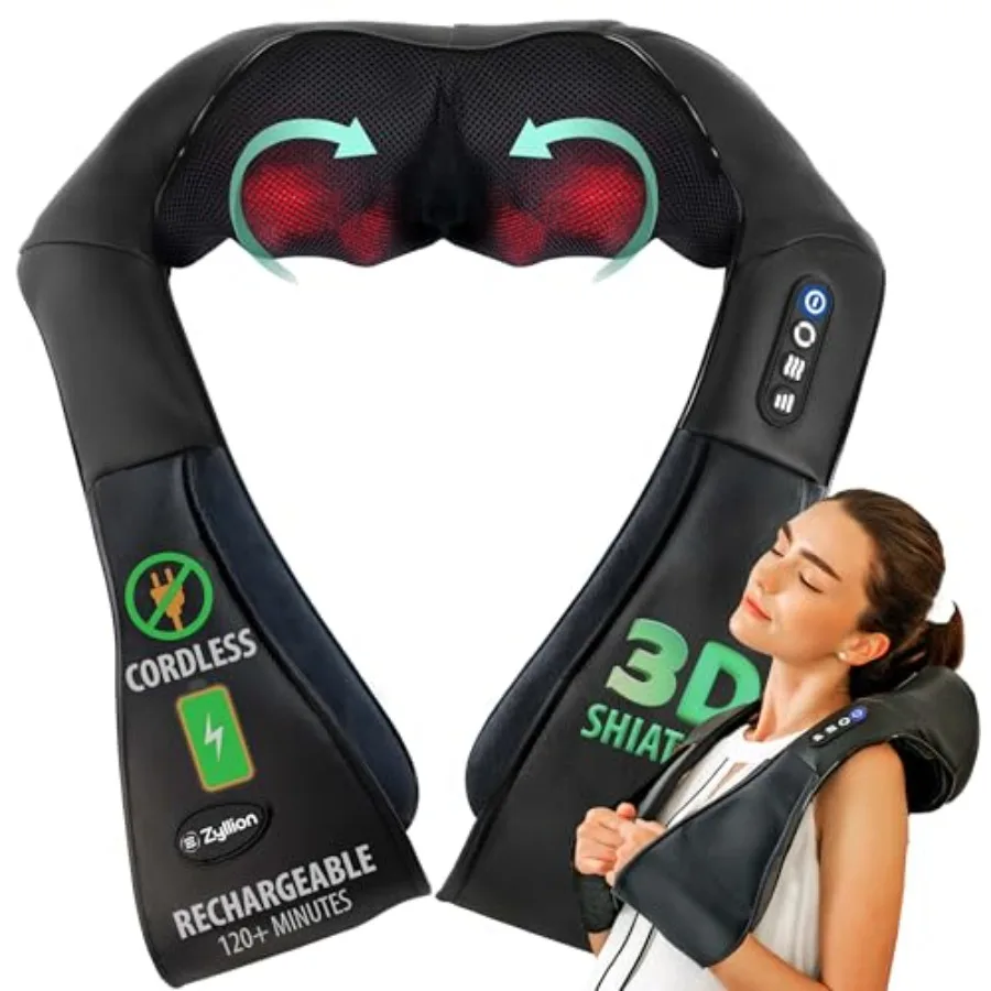 Cordless Rechargeable 3D Electric Shiatsu Neck and Back Massager with Heat for Muscle Pain Relief Black ZMA-28RB
Cordless Rechargeable 3D Electric Shiatsu Neck and Back Massager with Heat for Muscle Pain Relief Black ZMA-28RB