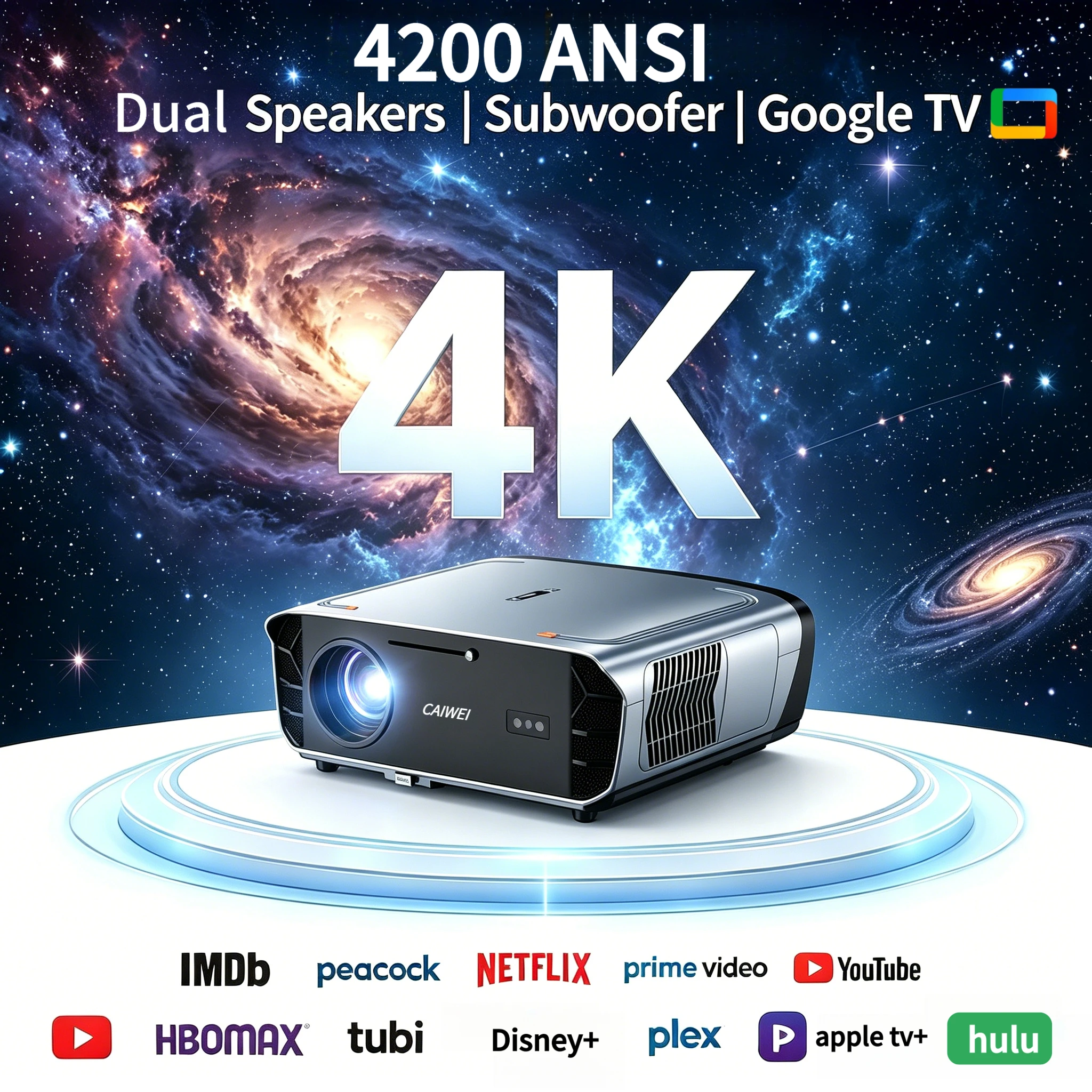 4K UHD Video Projector 4200 ANSI Android 14 Google TV Smart Home Theater WiFi6 TOF Auto Focus Dual Speakers Movie Beamer 2026
4K UHD Video Projector 4200 ANSI Android 14 Google TV Smart Home Theater WiFi6 TOF Auto Focus Dual Speakers Movie Beamer 2026