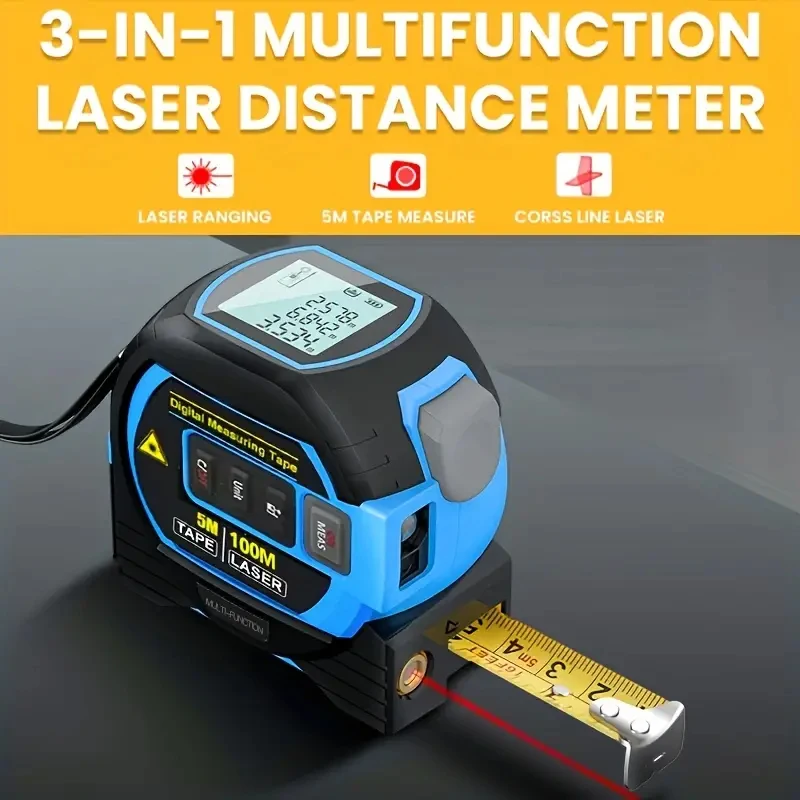 Laser rangefinder, 3 in 15M tape LCD display backlight rangefinder building measuring device
Laser rangefinder, 3 in 15M tape LCD display backlight rangefinder building measuring device