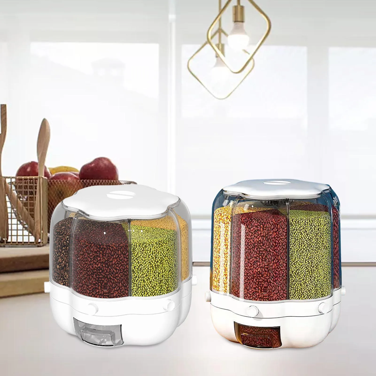 6-Grid Rotating Grain Dispenser 33lbs 30g Large Capacity Cereal Dry Food Dispenser Grain Storage Container Round Cereal Rice
6-Grid Rotating Grain Dispenser 33lbs 30g Large Capacity Cereal Dry Food Dispenser Grain Storage Container Round Cereal Rice