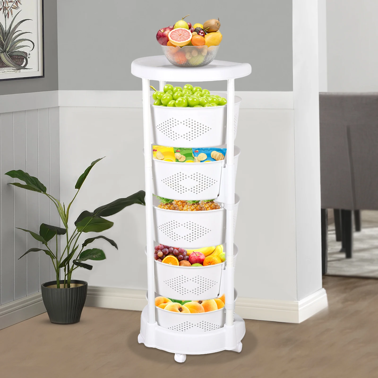 5 Tier Kitchen Storage Cart Multi-Layer Storage Basket with Wheels Fruit Vegetable Storage Shelves Racks Rolling Storage Cart 
5 Tier Kitchen Storage Cart Multi-Layer Storage Basket with Wheels Fruit Vegetable Storage Shelves Racks Rolling Storage Cart