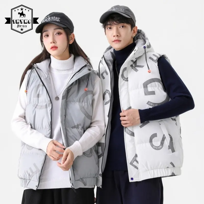 Winter Hooded Down Coat Vest Men Thicken Warm Letter Printing Causal Vintage Puffer Jackets Unisex Loose Women Vests Couple Wear
Winter Hooded Down Coat Vest Men Thicken Warm Letter Printing Causal Vintage Puffer Jackets Unisex Loose Women Vests Couple Wear