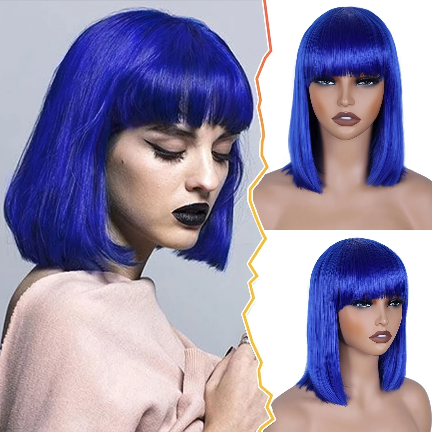 Bob Wig With Bangs For Women, Short Straight Synthetic Red Bob Wigs, 14 Inch Colorful Heat Resistant Fiber Bob Wig For Girls Dai
Bob Wig With Bangs For Women, Short Straight Synthetic Red Bob Wigs, 14 Inch Colorful Heat Resistant Fiber Bob Wig For Girls Dai
